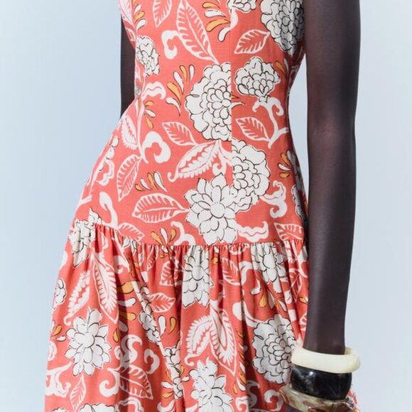 NWT ZARA PRINTED STRAPPY DRESS ZW COLLECTION M, S, L - Picture 7 of 8